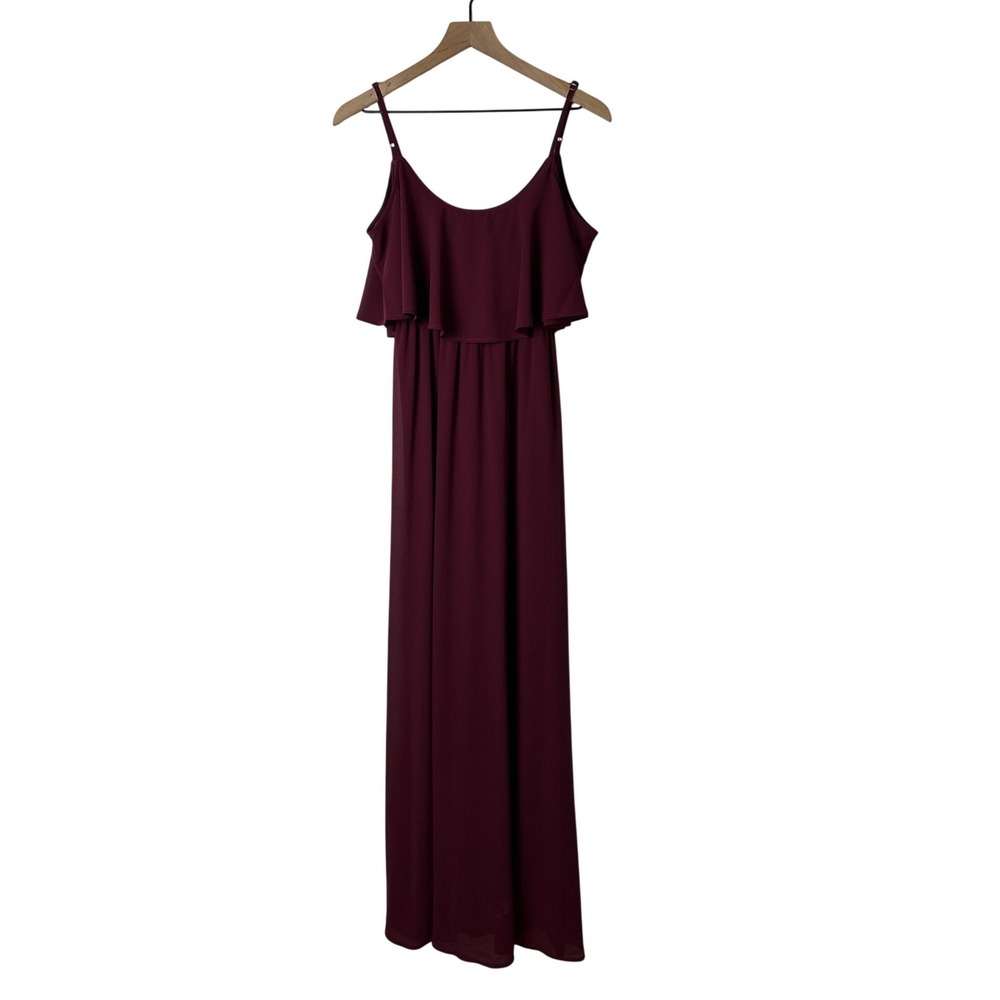 Show Me Your Mumu Womens Ruffle Hacienda Maxi Dress Size M Burgundy